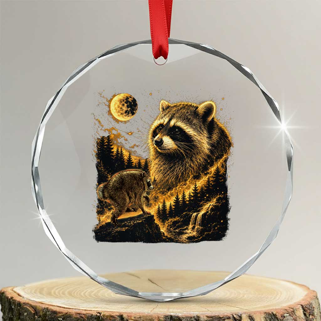 Jimothy Raccoon Howling at The Moon Parody 90s Retro Crystal Glass Ornament