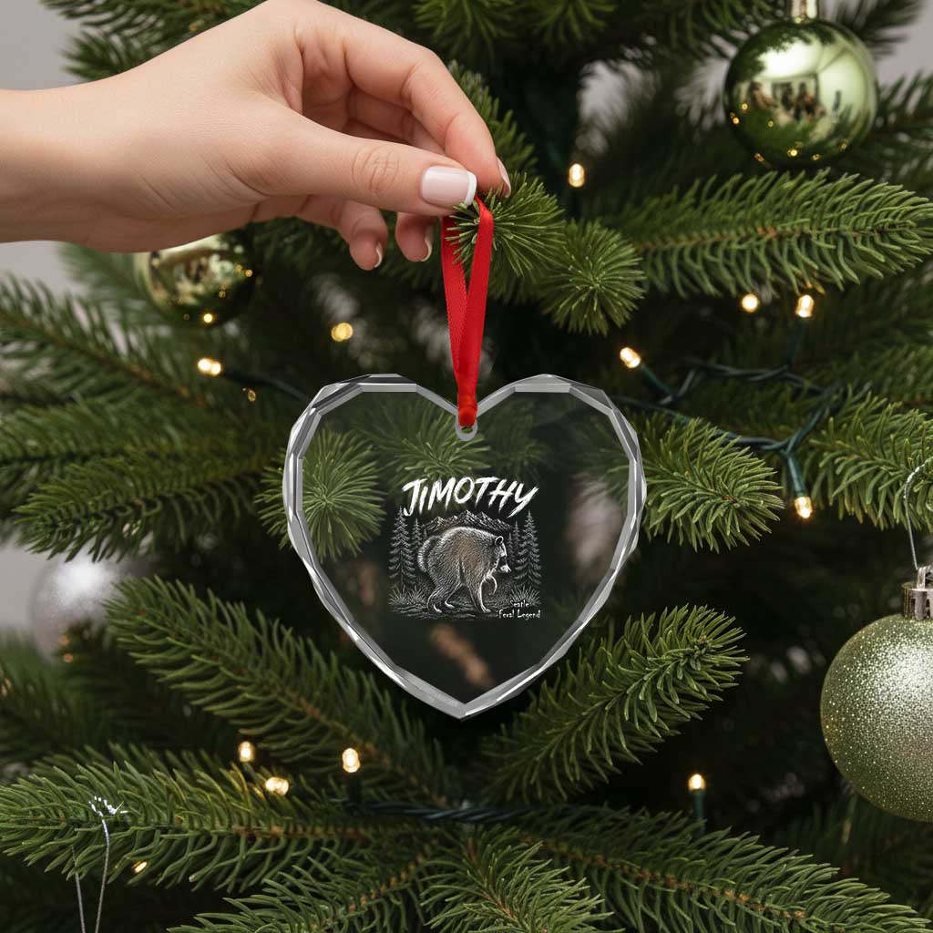 Jimothy Raccoon Seattle Feral Legend Meme Heart Crystal Glass Ornament Cute Trash Panda Viral Animal Lover Gift