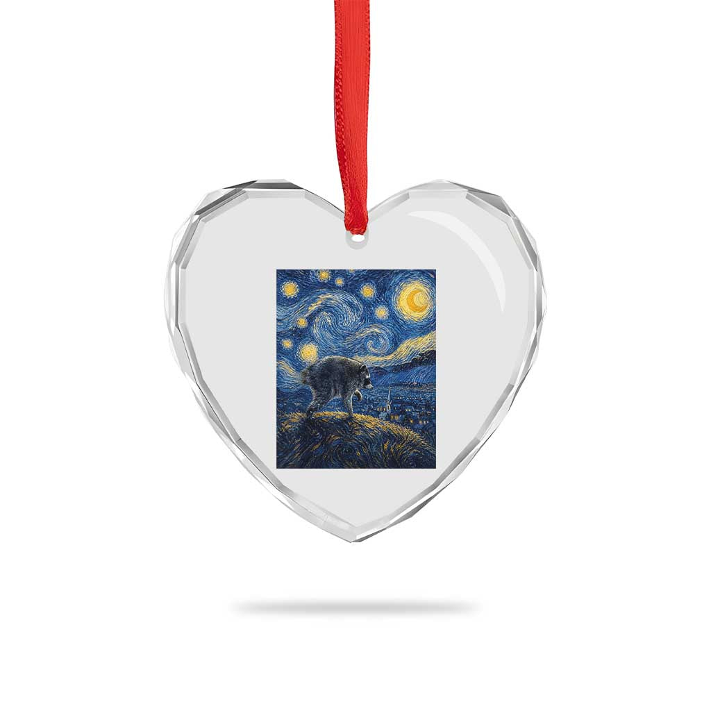 Jimothy Seattle Raccoon Starry Night Parody Graphic Heart Crystal Glass Ornament Trash Panda Feral Legend Supporter