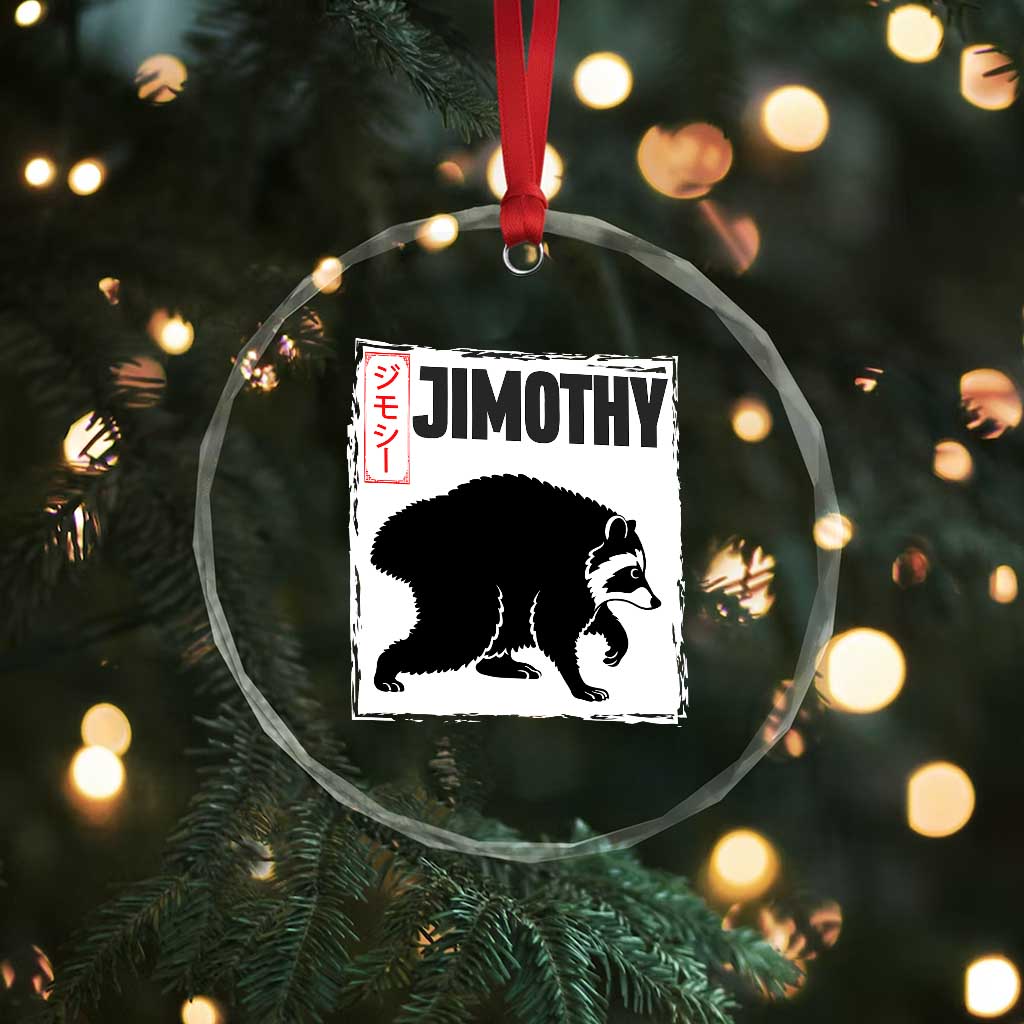 Jimothy The Raccoon Crystal Glass Ornament Japanese Style Trash Panda Graphic