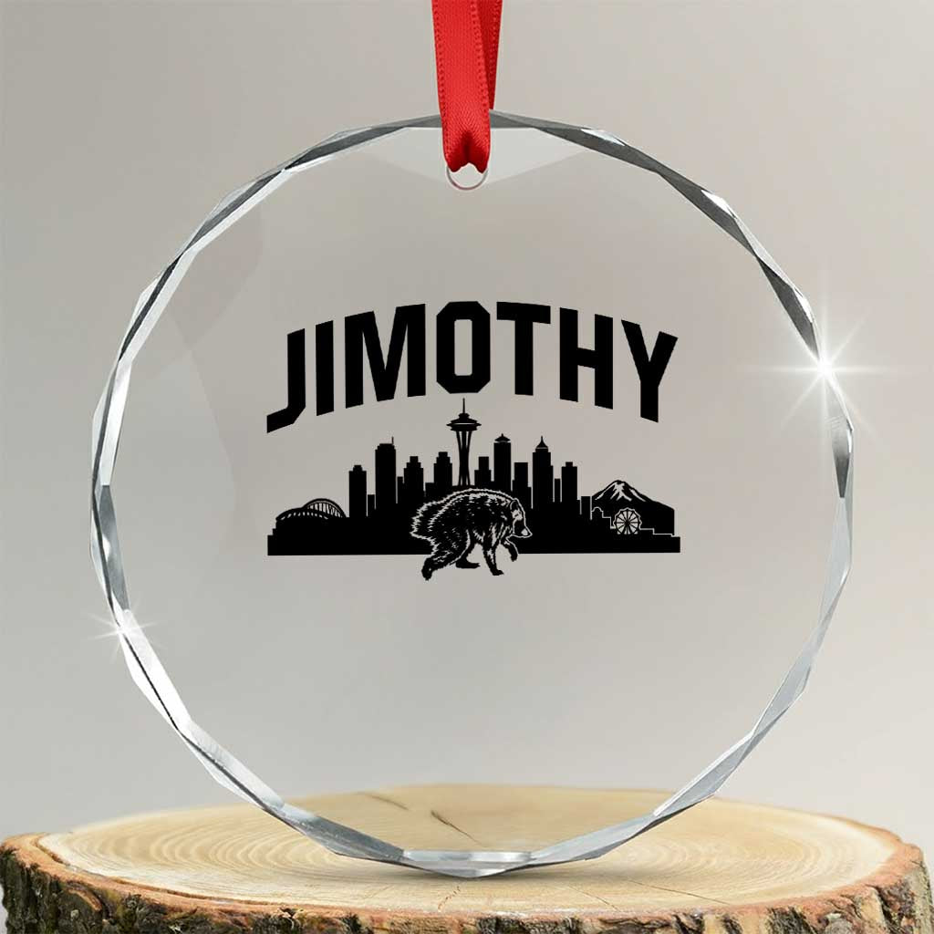 Jimothy The Raccoon Crystal Glass Ornament Seattle Space Needle Mount Rainier Landscape Art