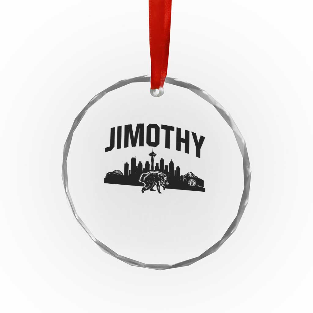 Jimothy The Raccoon Crystal Glass Ornament Seattle Space Needle Mount Rainier Landscape Art