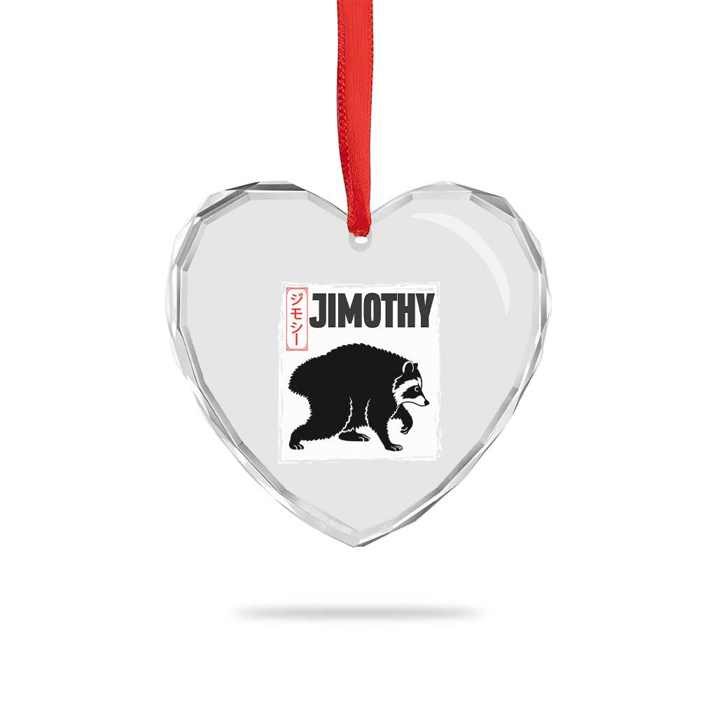 Jimothy The Raccoon Heart Crystal Glass Ornament Japanese Style Trash Panda Graphic
