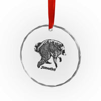 Jimothy Viral Seattle Raccoon Vintage Woodcut Style Graphic Crystal Glass Ornament Funny Trash Panda Wildlife Meme