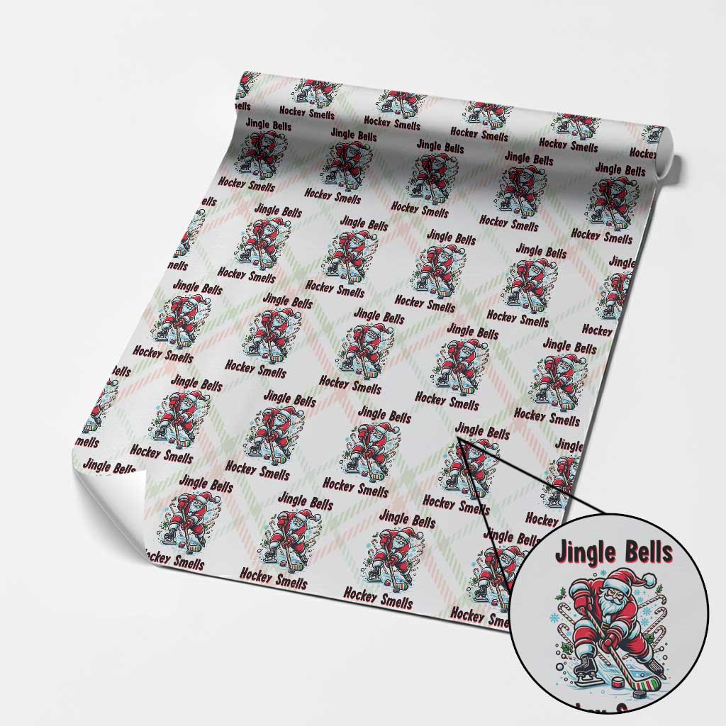 Jingle Bells Hockey Smells Wrapping Paper Roll Funny Santa Ice Hockey Christmas Gift - Wonder Print Shop