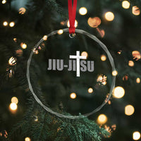 Jiu Jitsu Christian Cross Crystal Glass Ornament Retro Vintage Minimal Religious Faith