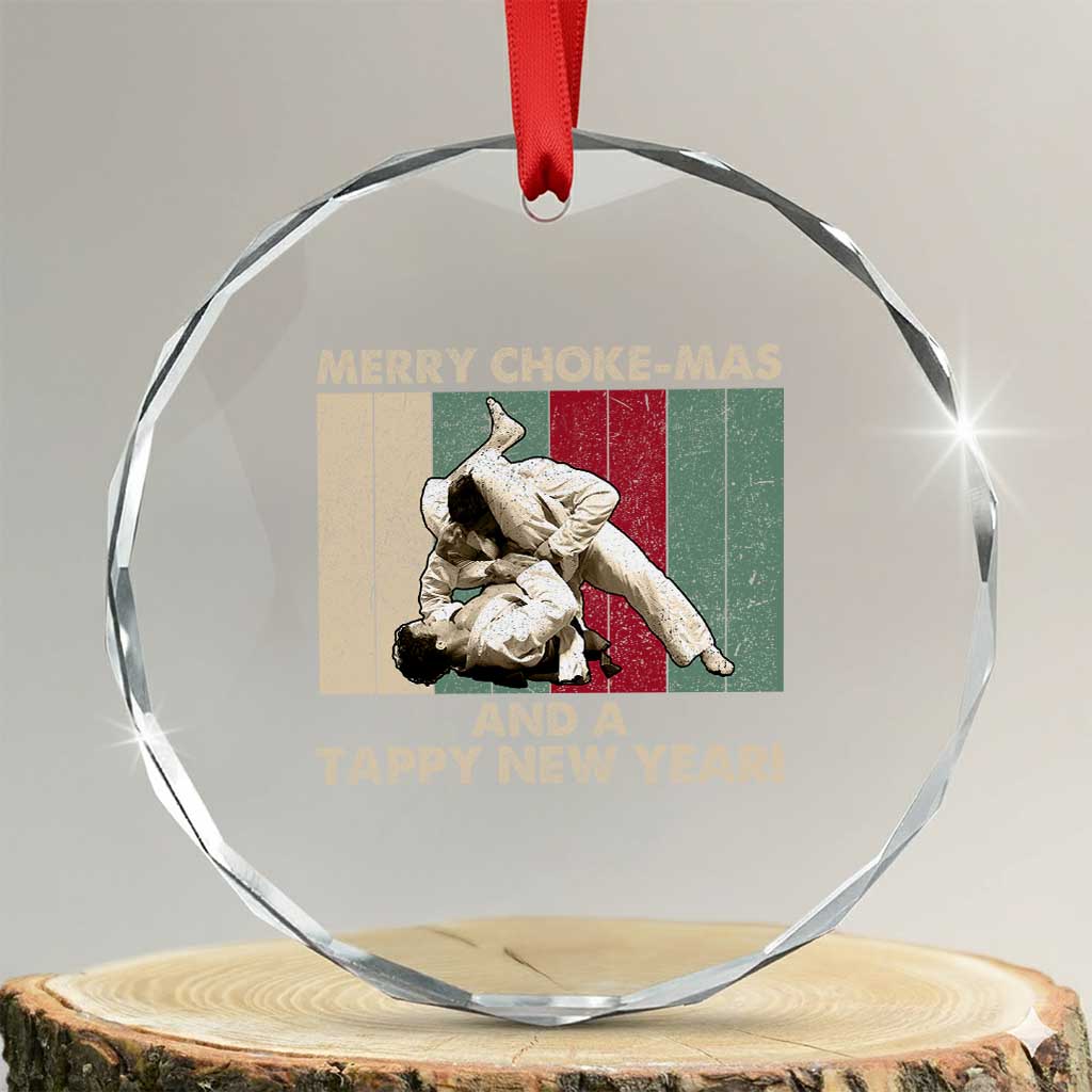 Jiu Jitsu Christmas Crystal Glass Ornament Retro Merry Choke Mas Tappy New Year Martial Arts BJJ Lover - Wonder Print Shop
