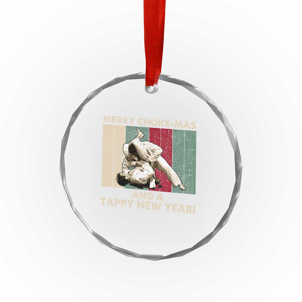 Jiu Jitsu Christmas Crystal Glass Ornament Retro Merry Choke Mas Tappy New Year Martial Arts BJJ Lover - Wonder Print Shop