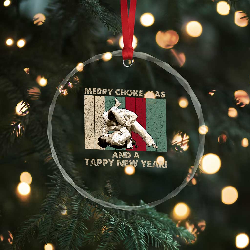 Jiu Jitsu Christmas Crystal Glass Ornament Retro Merry Choke Mas Tappy New Year Martial Arts BJJ Lover - Wonder Print Shop
