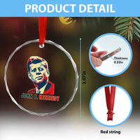 John F Kennedy American Flag US President Crystal Glass Ornament