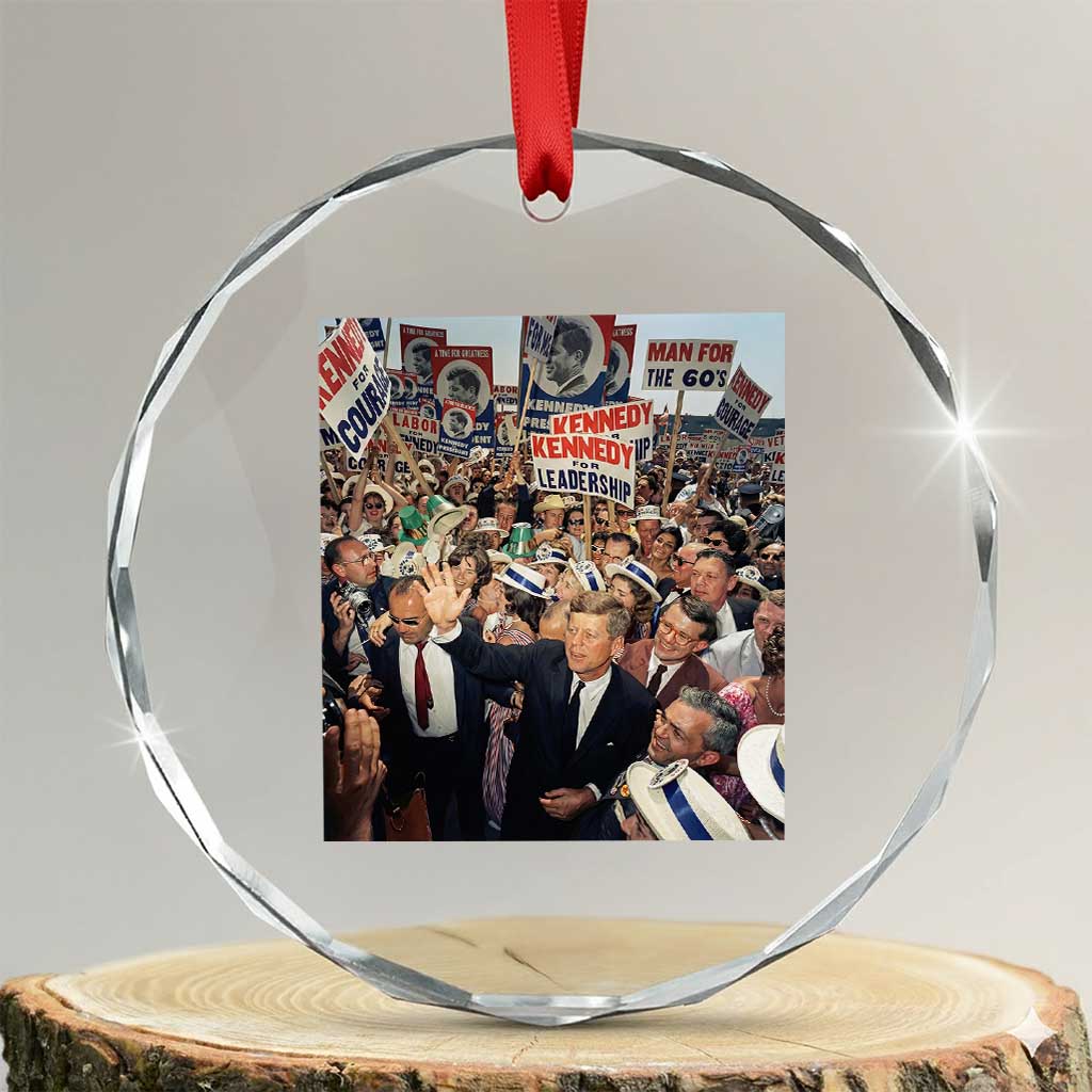 John F Kennedy American President History Crystal Glass Ornament