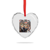 John F Kennedy American President History Heart Crystal Glass Ornament