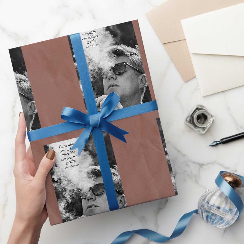 John F Kennedy Cigar Smoking Sunglasses Wrapping Paper Roll Those Who Dare To Fail Miserably Can Achive Greatly