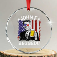John F Kennedy Crystal Glass Ornament 4th of July America Flag Beer