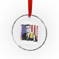 John F Kennedy Crystal Glass Ornament 4th of July America Flag Beer