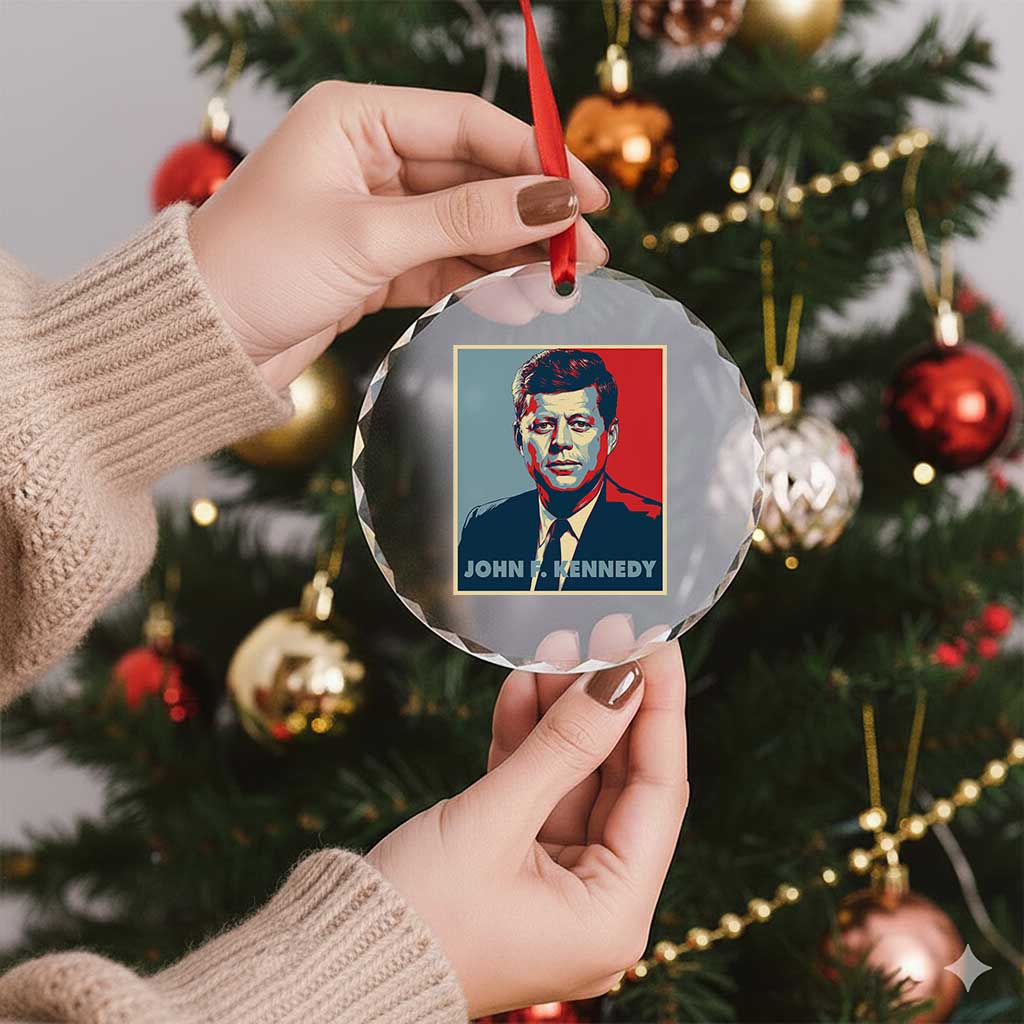 John F Kennedy Crystal Glass Ornament American President History US Presidential Leader