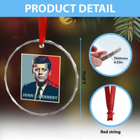 John F Kennedy Crystal Glass Ornament American President History US Presidential Leader