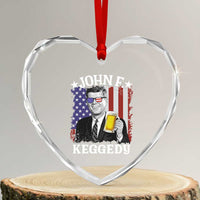 John F Kennedy Heart Crystal Glass Ornament 4th of July America Flag Beer