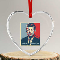 John F Kennedy Heart Crystal Glass Ornament American President History US Presidential Leader