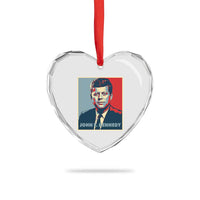 John F Kennedy Heart Crystal Glass Ornament American President History US Presidential Leader