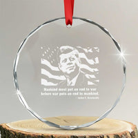 John F Kennedy Quote Crystal Glass Ornament American Flag US President