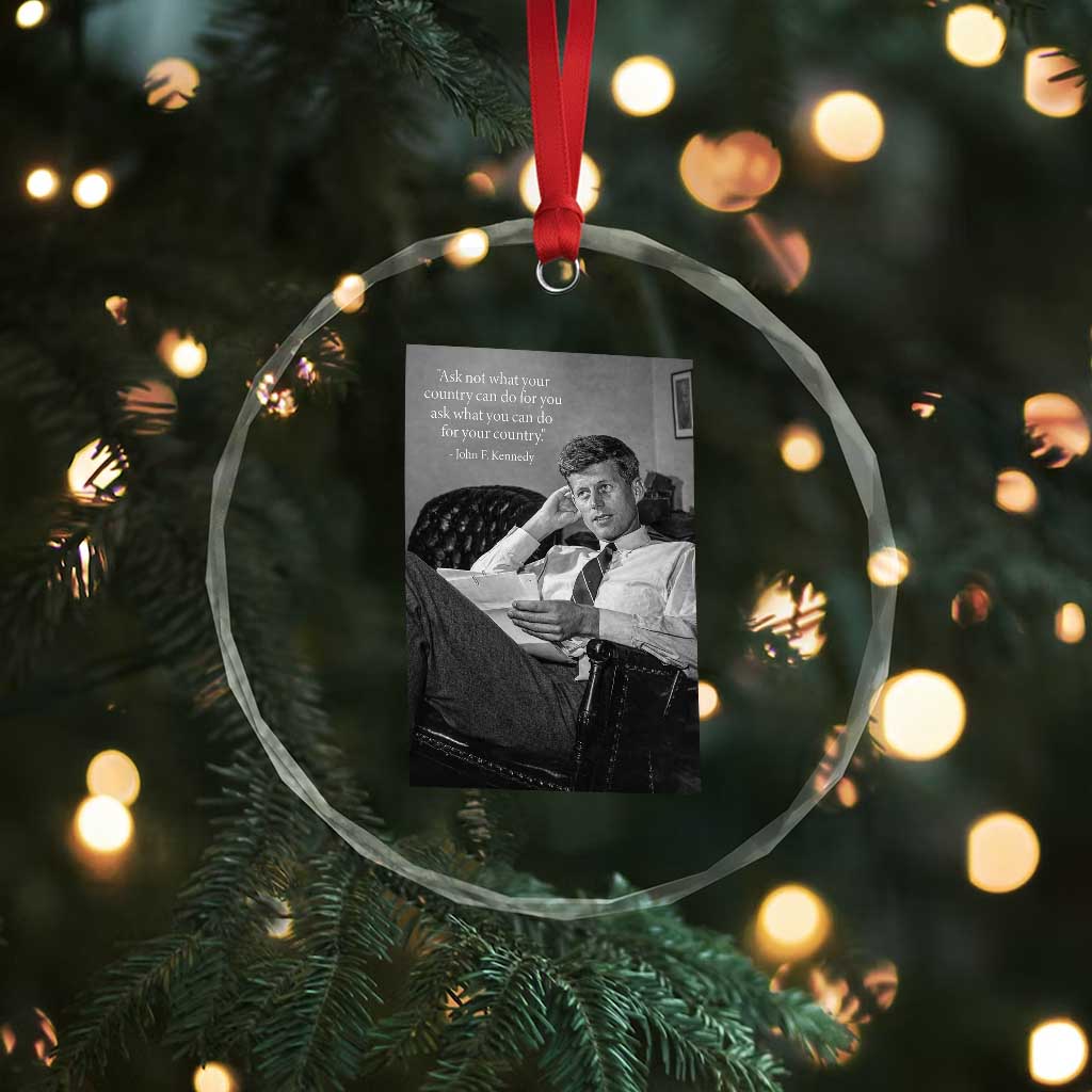 John F Kennedy Quote Crystal Glass Ornament American President History