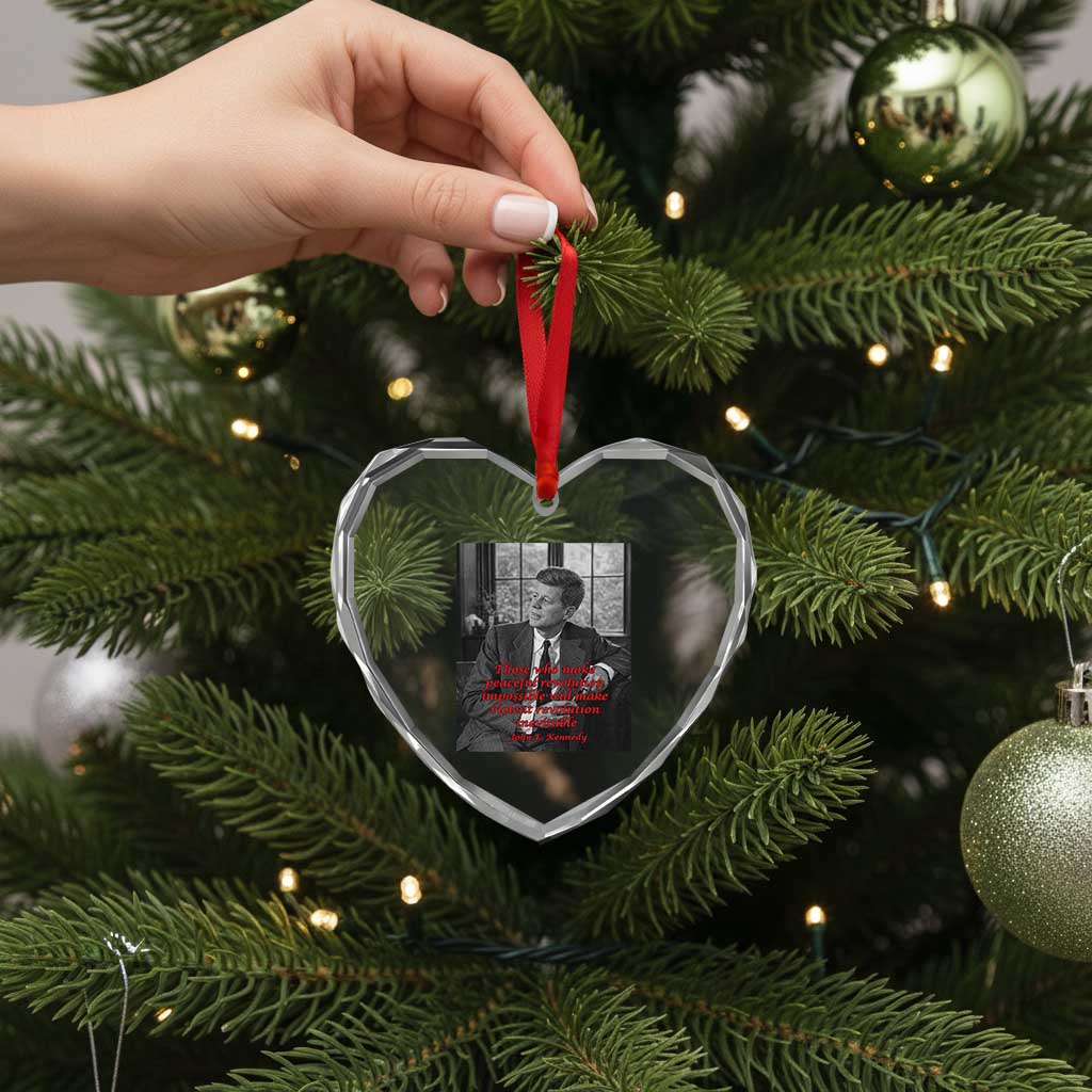 John F Kennedy Quote Heart Crystal Glass Ornament American President History US Presidential Leader