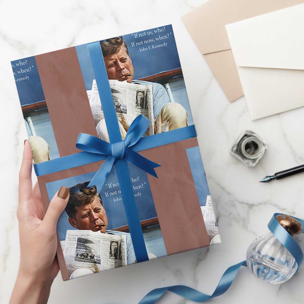 John F. Kennedy Smoking Smoker Wrapping Paper Roll If Not Us Who If Not Now When Quote