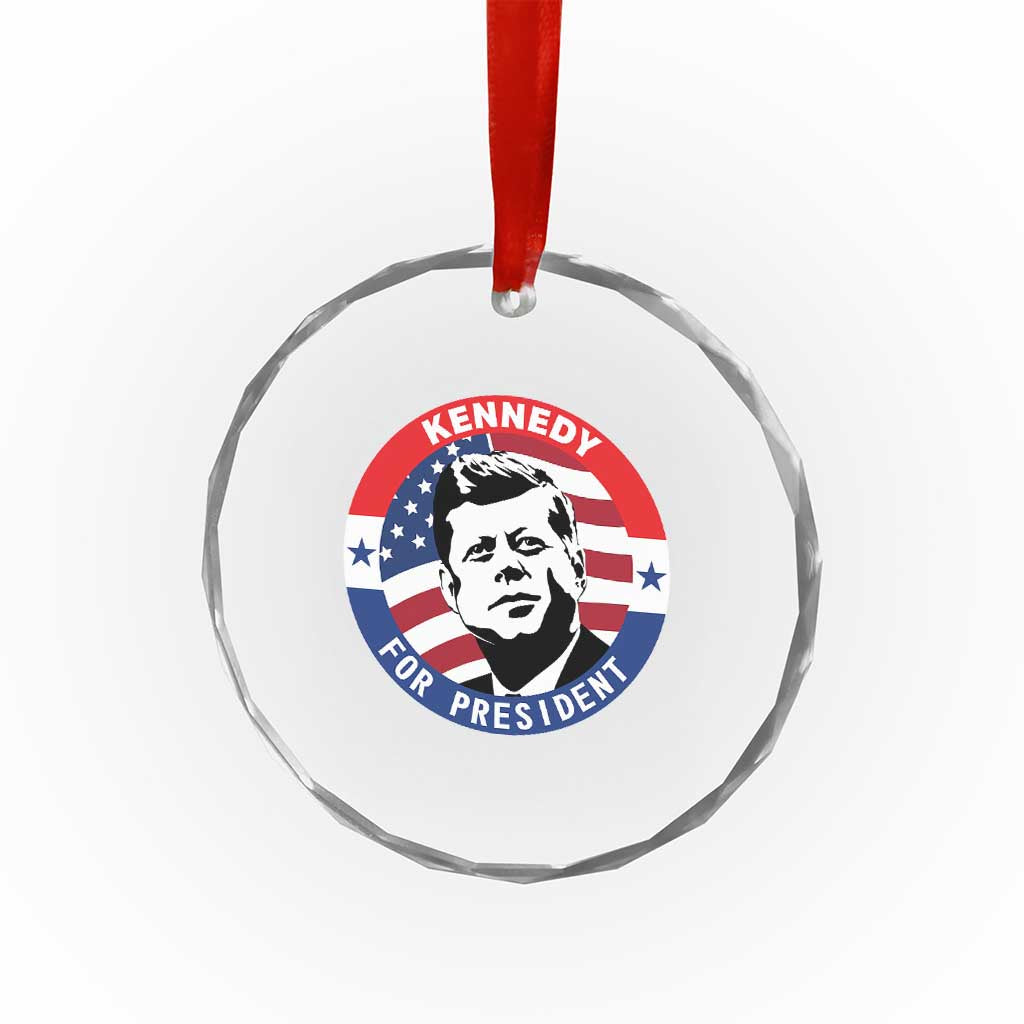 John F Kennedy US President American History Crystal Glass Ornament