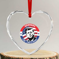 John F Kennedy US President American History Heart Crystal Glass Ornament