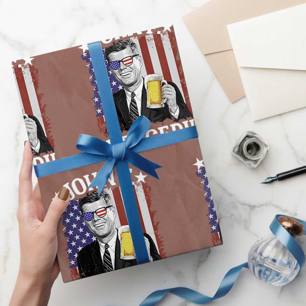 John F Kennedy Wrapping Paper Roll 4th of July America Flag Beer