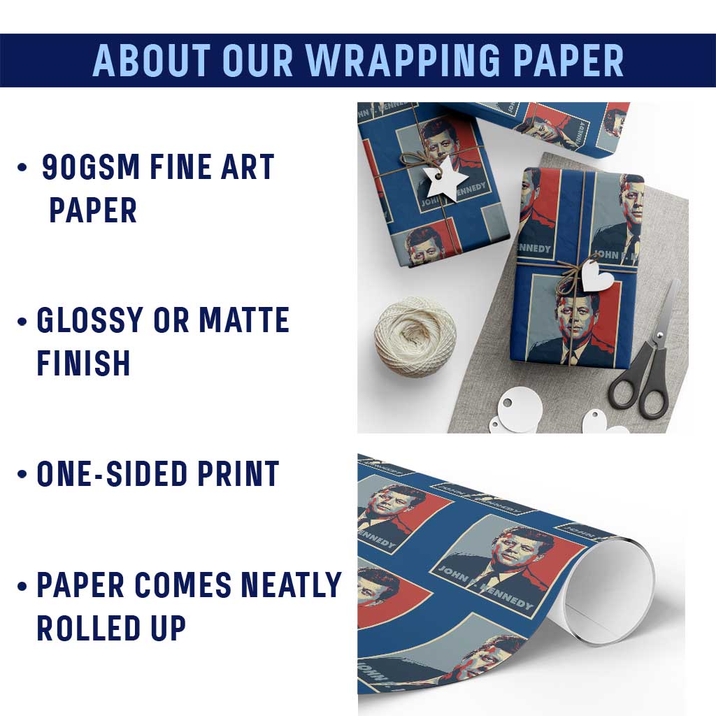 John F Kennedy Wrapping Paper Roll American President History US Presidential Leader