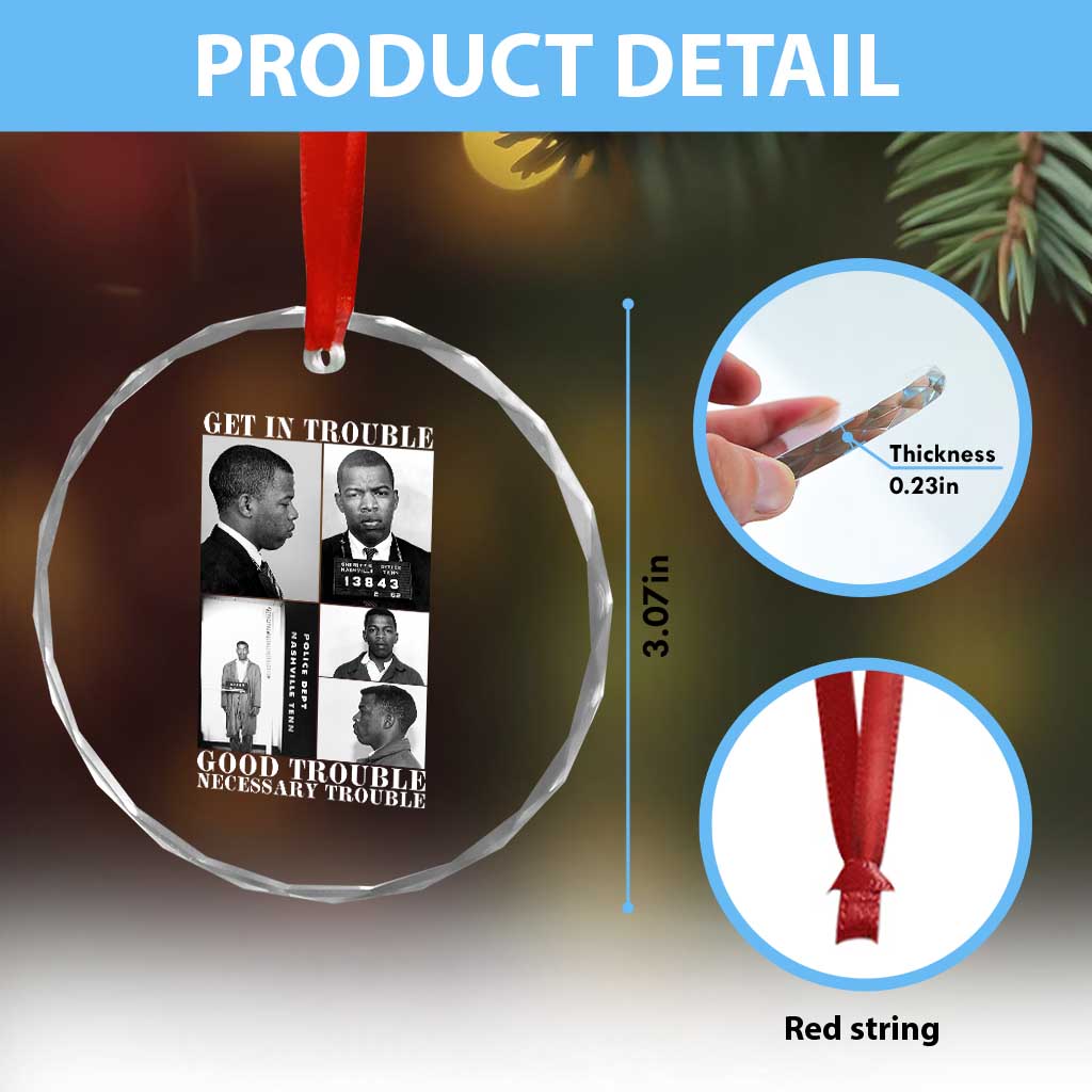 John Lewis Affrican American Crystal Glass Ornament Get in Good Necessary Trouble