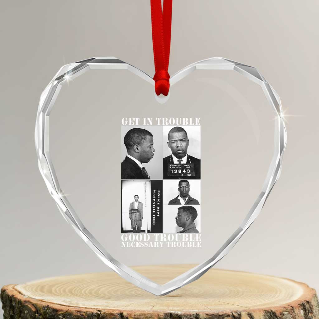 John Lewis Affrican American Heart Crystal Glass Ornament Get in Good Necessary Trouble