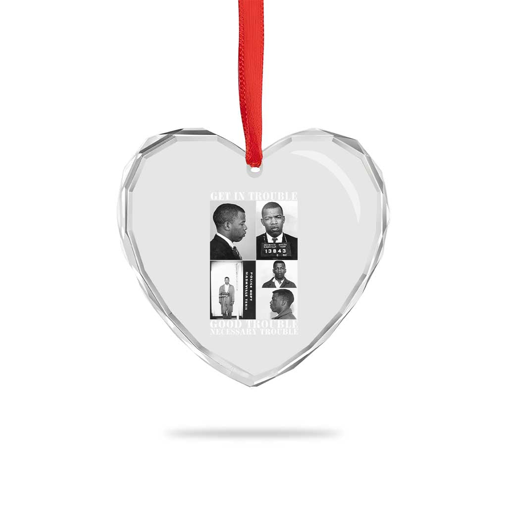 John Lewis Affrican American Heart Crystal Glass Ornament Get in Good Necessary Trouble