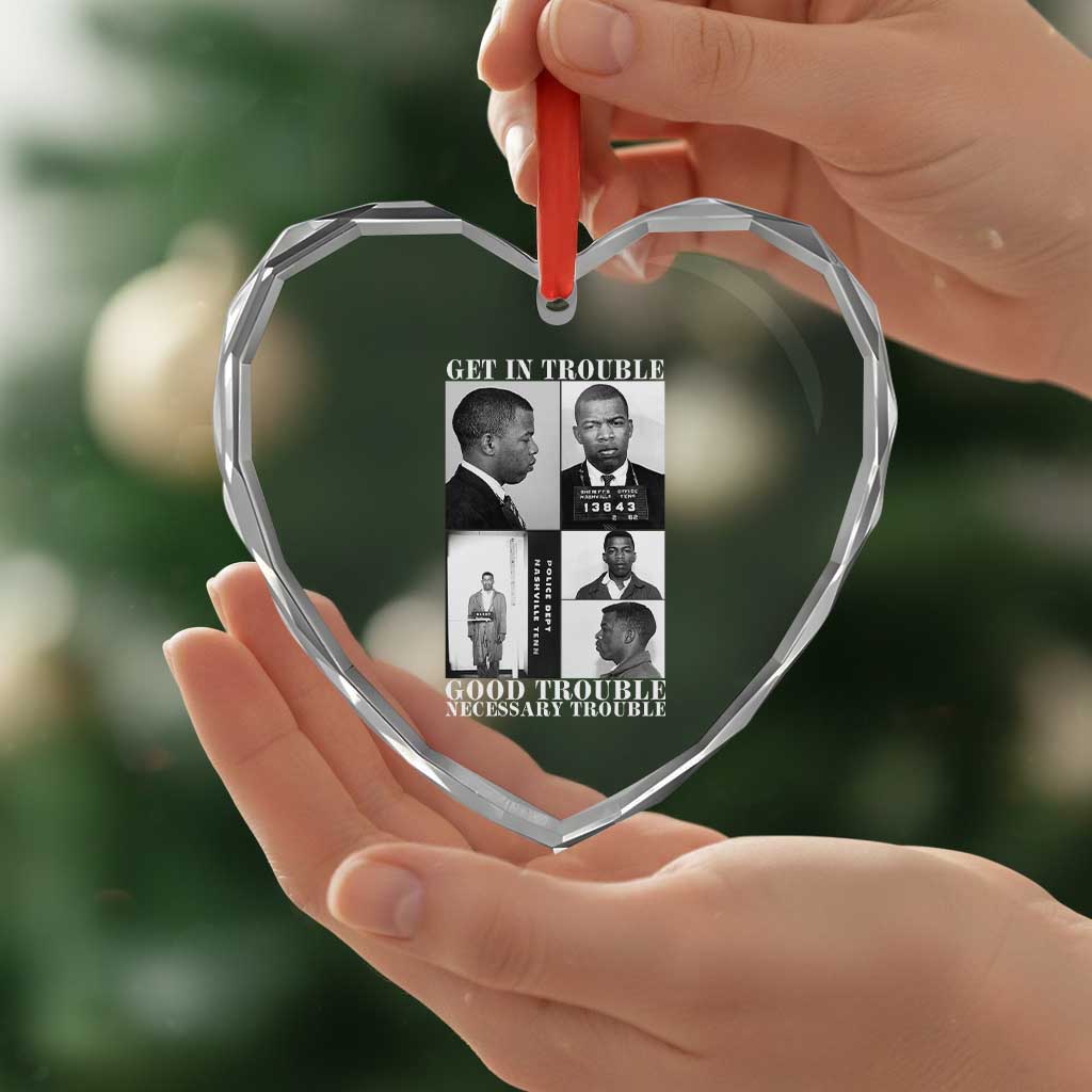 John Lewis Affrican American Heart Crystal Glass Ornament Get in Good Necessary Trouble