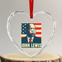 John Lewis Heart Crystal Glass Ornament Black History Month