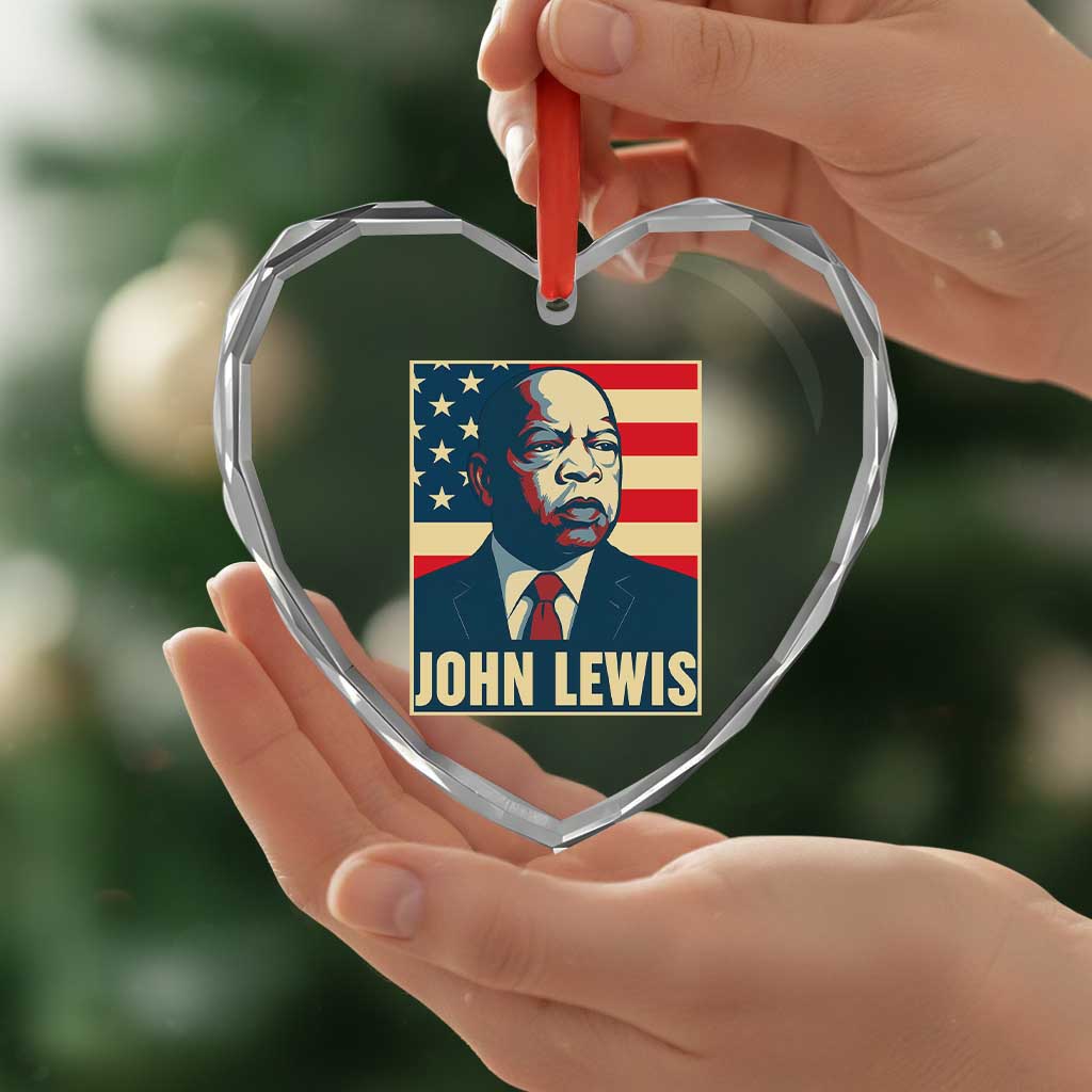 John Lewis Heart Crystal Glass Ornament Black History Month