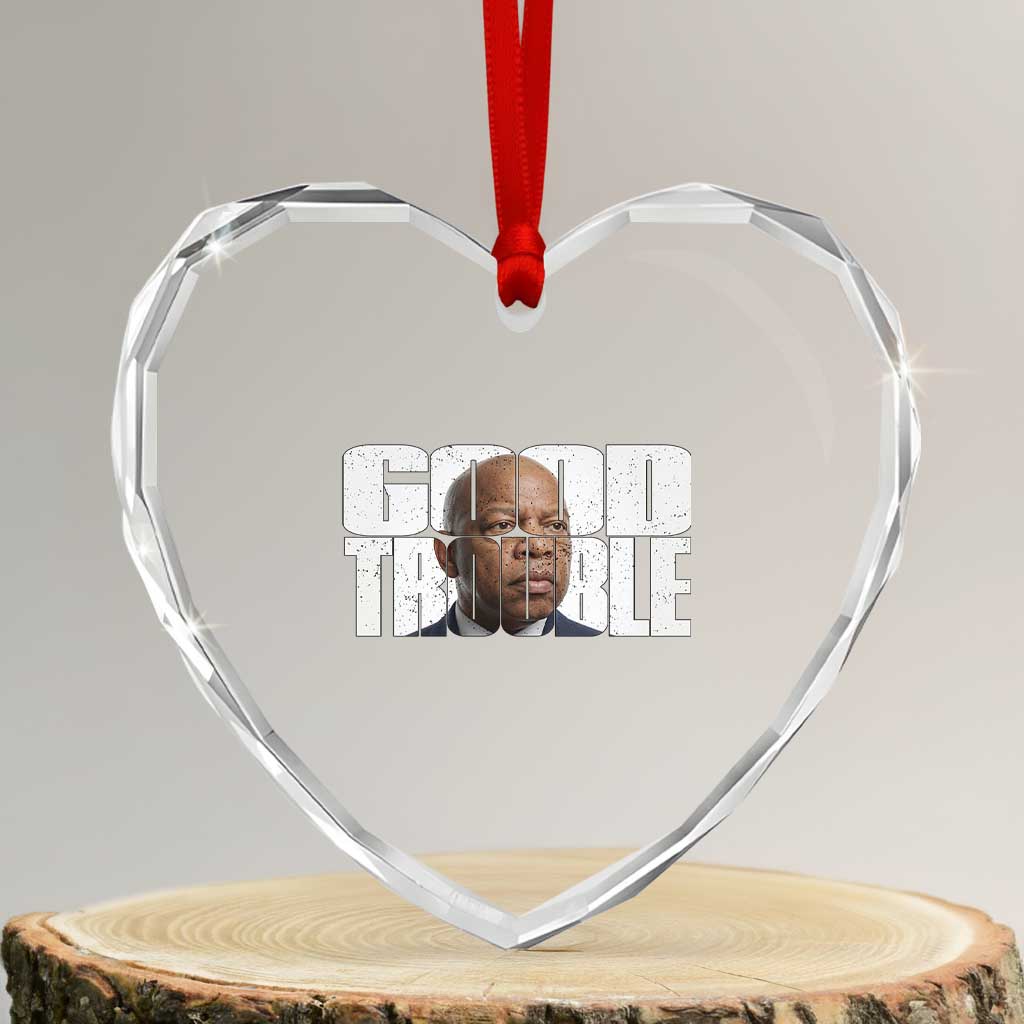 John Lewis Quote Affrican American Heart Crystal Glass Ornament Black History Good Trouble