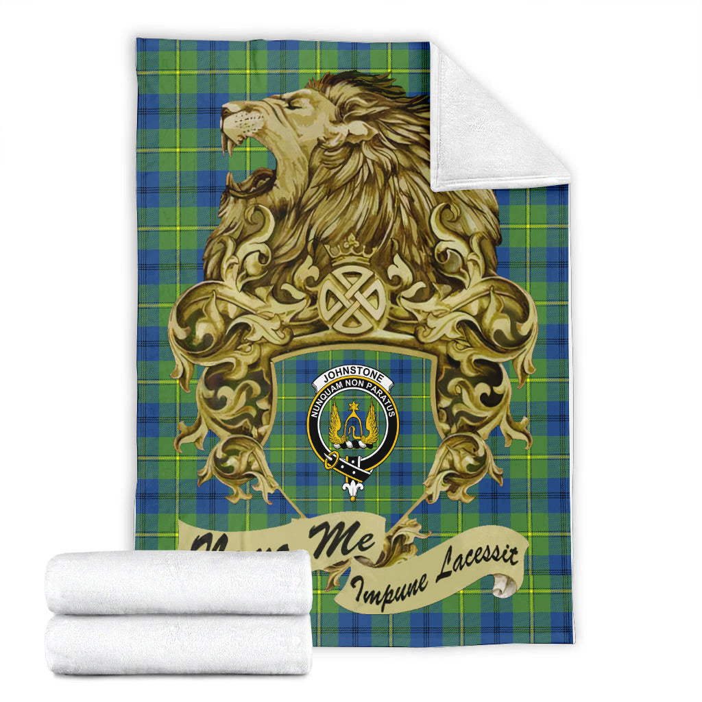 johnstone-ancient-tartan-premium-blanket-motto-nemo-me-impune-lacessit-with-vintage-lion-family-crest-tartan-plaid-blanket-vintage-style
