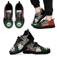 Jordan Football Sneakers Jordanian National Flag Colors Retro Glitch Art
