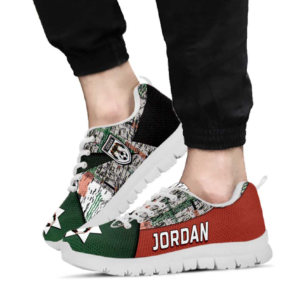 Jordan Football Sneakers Jordanian National Flag Colors Retro Glitch Art