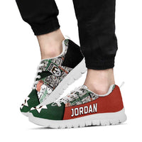 Jordan Football Sneakers Jordanian National Flag Colors Retro Glitch Art