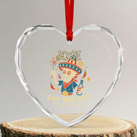 Jose Can You See Heart Crystal Glass Ornament Funny Chelas y Cuetes 4th of July Latino Skeleton Fiesta - Wonder Print Shop