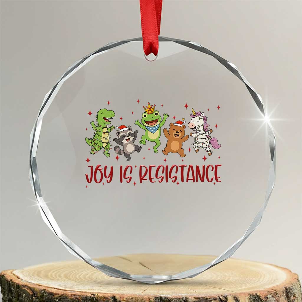 Joy Is Resistance Crystal Glass Ornament Funny Portland Frog Protest Christmas Gift - Wonder Print Shop