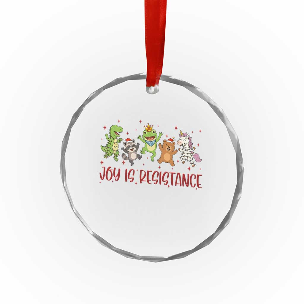 Joy Is Resistance Crystal Glass Ornament Funny Portland Frog Protest Christmas Gift - Wonder Print Shop