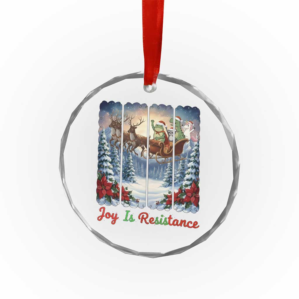 Joy Is Resistance Portland Frog Protest Crystal Glass Ornament Funny Holiday Meme Gift Idea - Wonder Print Shop