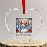 Joy Is Resistance Portland Frog Protest Heart Crystal Glass Ornament Funny Holiday Meme Gift Idea - Wonder Print Shop