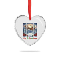 Joy Is Resistance Portland Frog Protest Heart Crystal Glass Ornament Funny Holiday Meme Gift Idea - Wonder Print Shop