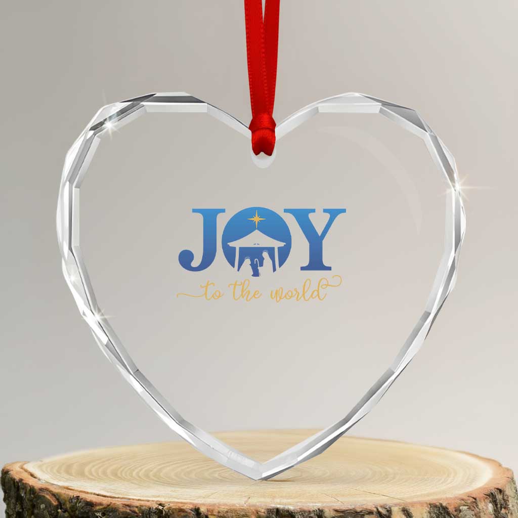 Joy To The World Heart Crystal Glass Ornament Christian Christmas Nativity Scene Star Of Bethlehem - Wonder Print Shop